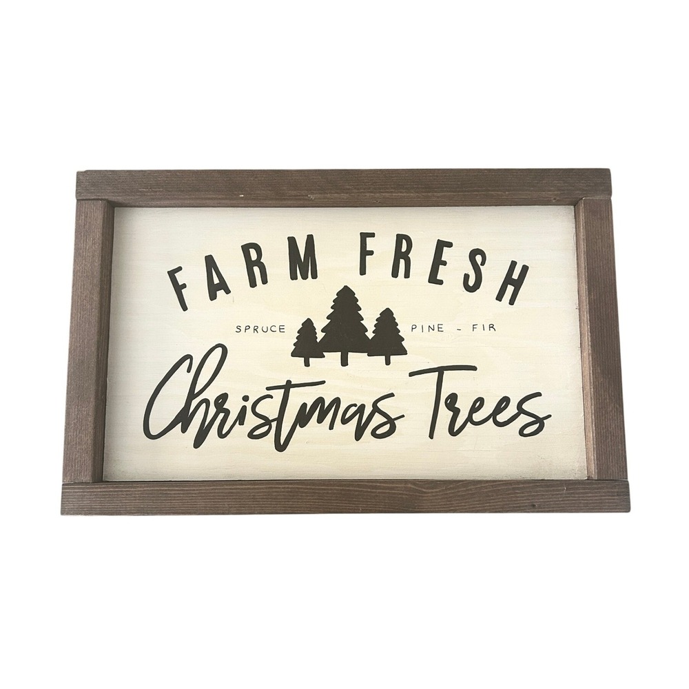 Handmade Wood Sign Farm Fresh Christmas Trees Rustic Holiday Decor Artisan